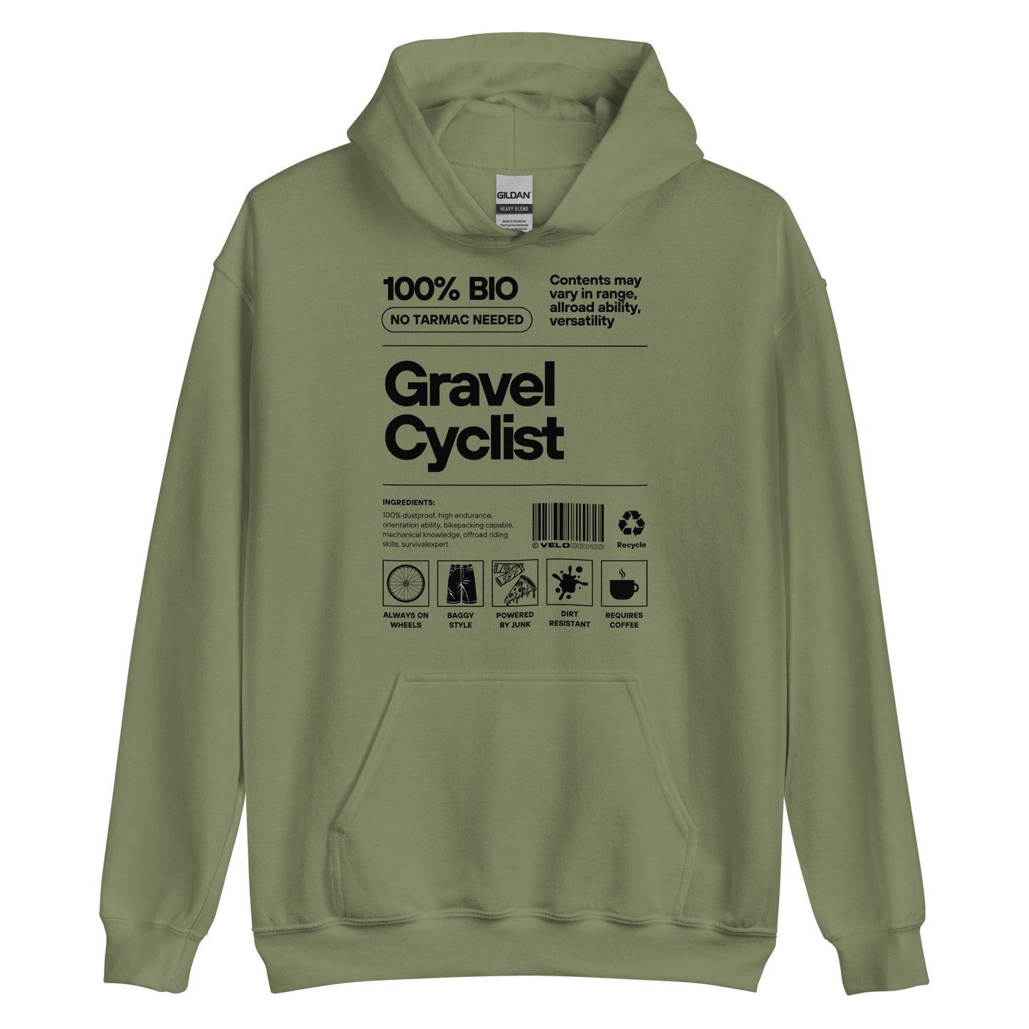 Hoodie "Gravel Cyclist" pistacchio green