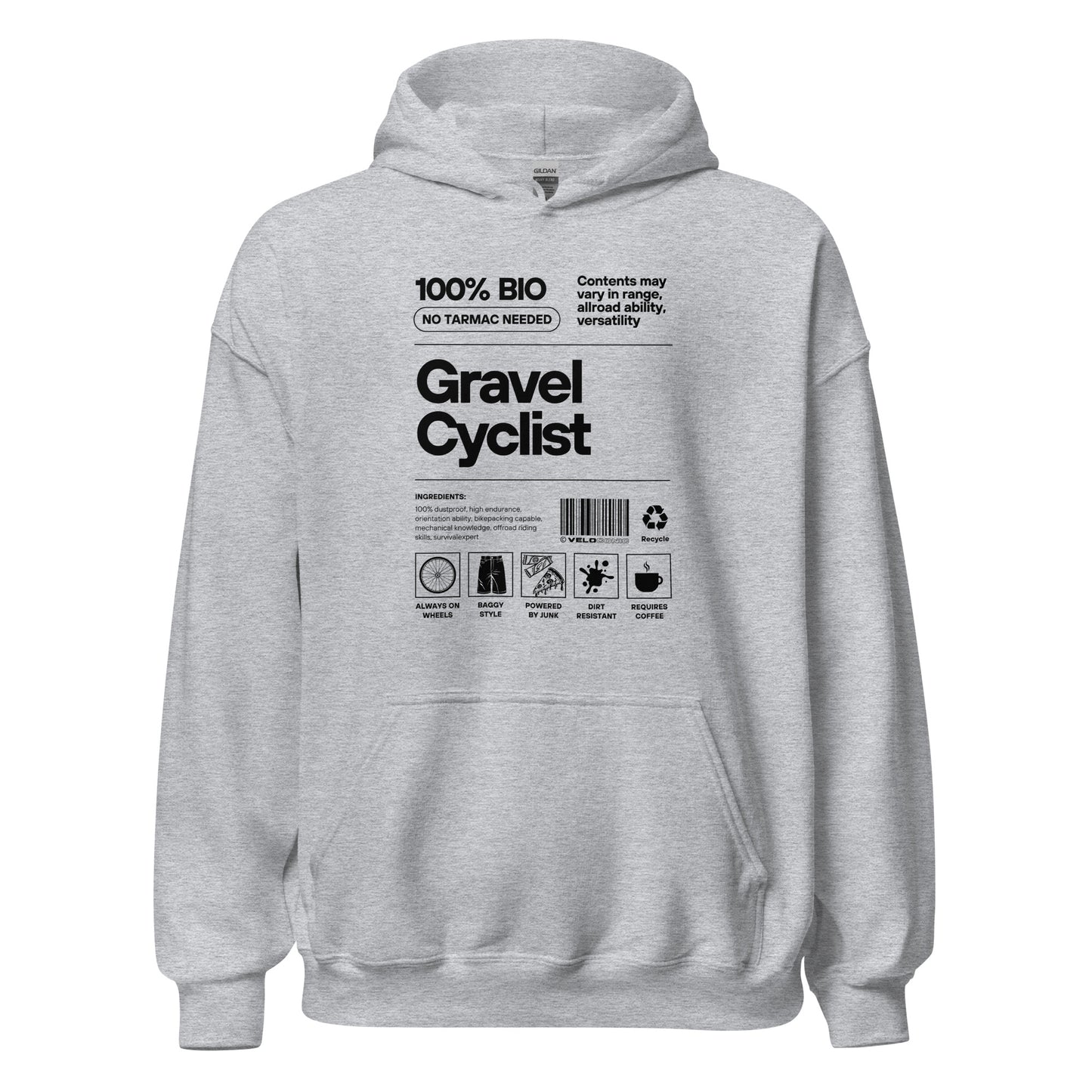 Hoodie "Gravel cyclist" grey