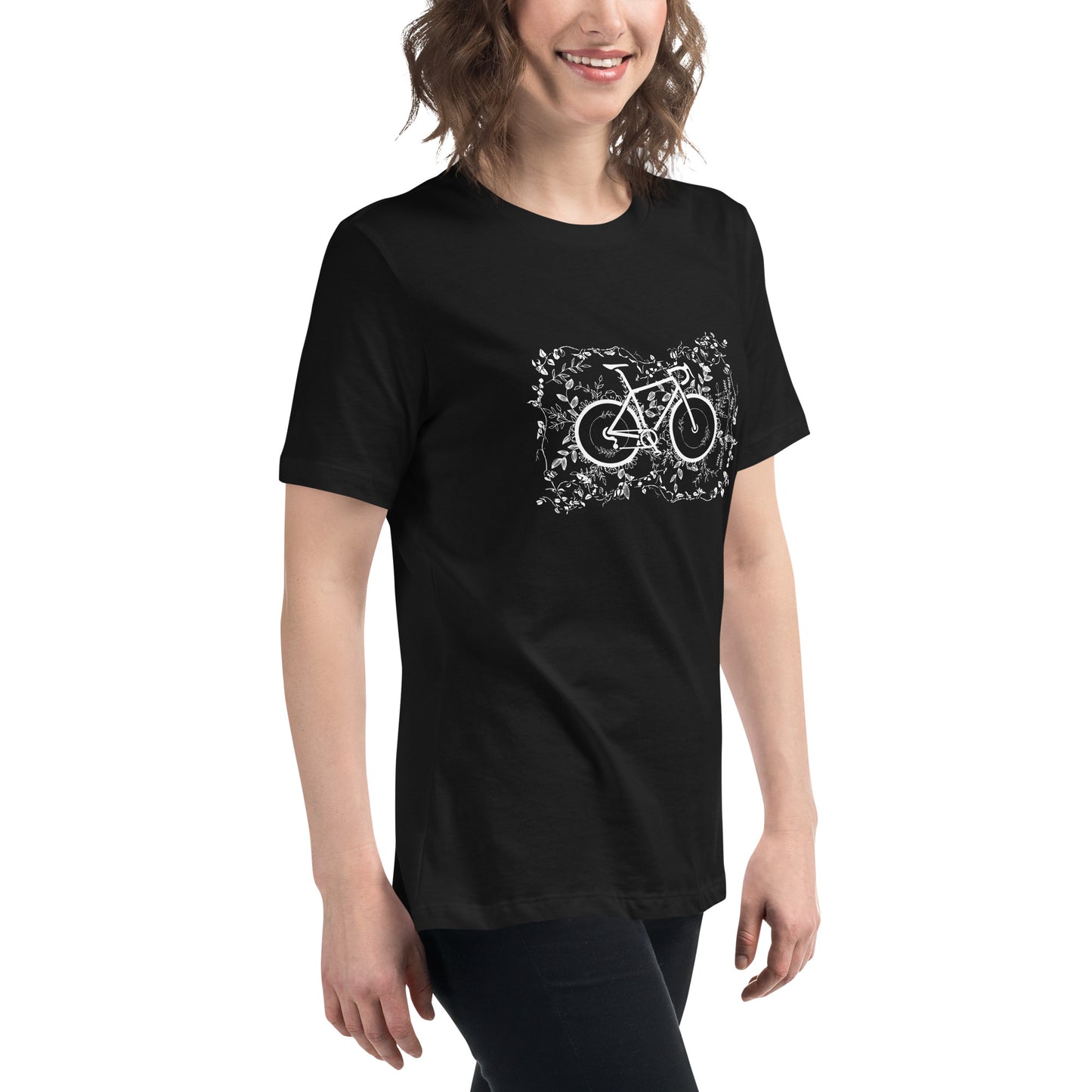 Damen-T-Shirt "Ride in Nature" black - white